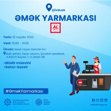 “AL Market” MMC-nin əmək yarmarkası keçiriləcək