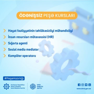 Ödənişsiz Peşə hazırlığı kurslarının təşkili davam edir