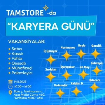 “Tamstore” marketlərinə işçi qəbuluna başlayıb