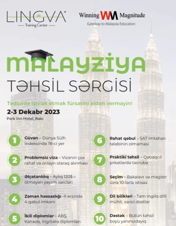 Malayziya universitetlərinin iştirakı ilə ödənişsiz Təhsil Sərgisi (Lingvadan pulsuz IELTS kursu qazanmaq şansı )