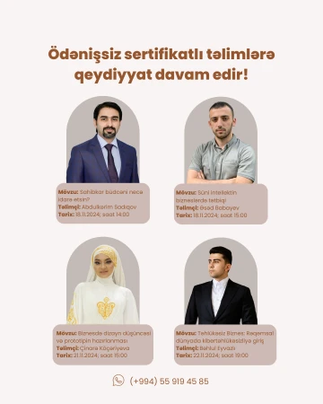 Həm ödənişsiz, həm də sertifikatlı təlimlər