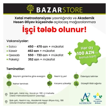 Bazarstore-da vakansiyalar