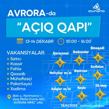 Avrora şirkəti işçi qəbulu üçün “Açıq Qapı” elan edib!
