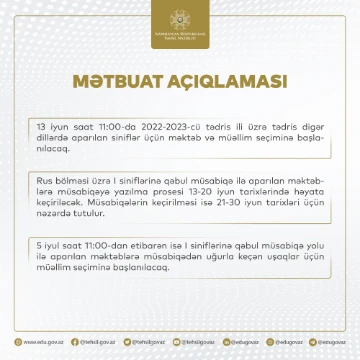 Valideynlərin nəzərinə!