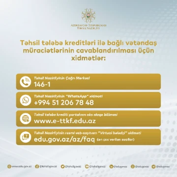 Təhsil tələbə krediti ilə bağlı vətəndaş xidmətləri