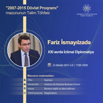 "XXI əsrdə İctimai Diplomatiya” mövzusunda təlim keçiriləcək