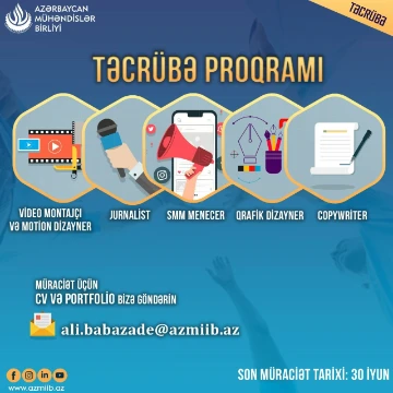 Azərbaycan Mühəndislər Birliyi Təcrübə proqramına start verir!