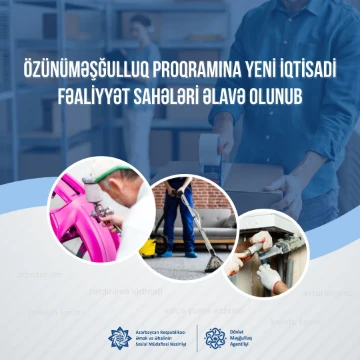 Özünüməşğulluq proqramına yeni iqtisadi fəaliyyət sahələri əlavə olunub