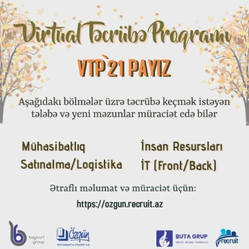 "Virtual Təcrübə Proqramı (VTP"21 Payız) "-a müraciət başlanmışdır
