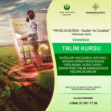 "Agro Dairy” şirkəti kənd təsərrüfatı ilə bağlı silsilə təlimlərə yenidən start verir