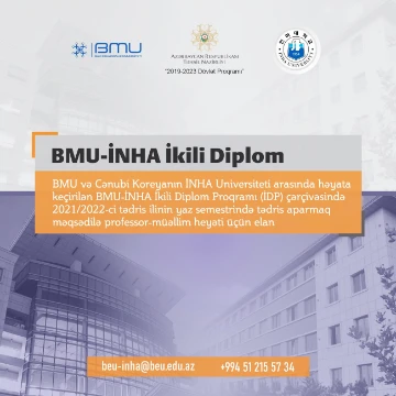 "İnşaat mühəndisliyi" ixtisası üzrə müxtəlif fənlərin ingilis dilində tədrisini aparmaq məqsədilə saathesabı qaydada professor-müəllim heyəti işə dəvət olunur