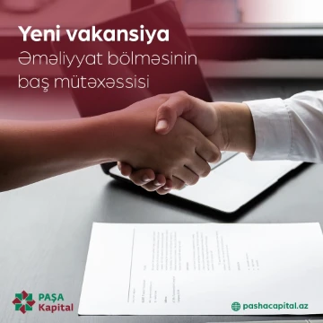 Əməliyyat bölməsinin baş mütəxəssisi vəzifəsi üzrə vakansiya