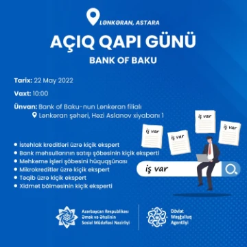 "Bank of Baku” ASC-nin Lənkəran filialında “Açıq Qapı” günü keçiriləcək