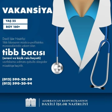 Tibb bacısı (sıravi və kiçik rəis heyəti) vəzifələrinə xidmətə qəbulla əlaqədar müsabiqə