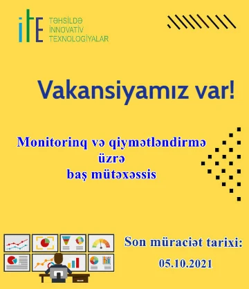 “Monitorinq və qiymətləndirmə üzrə baş mütəxəssis ” vakansiyası