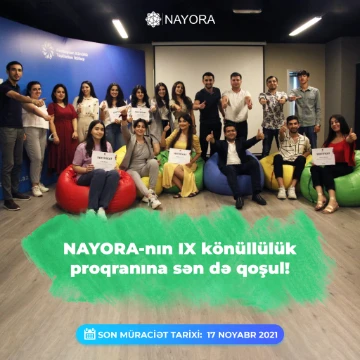 "NAYORA könüllüsü ol IX" könüllülük proqramına sən də qoşul!
