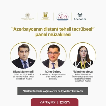 "Azərbaycanın distant təhsil təcrübəsi” adlı panel müzakirəsi keçiriləcək