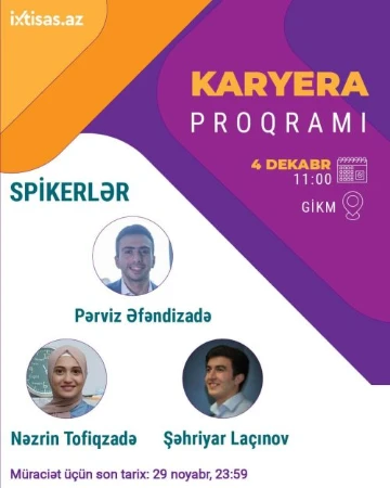 İxtisas.az və Gənclərin İnkişaf və Karyera Mərkəzi ilə birlikdə “Karyera proqramı” layihəsi həyata keçiriləcək
