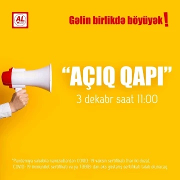 Karyerasını "Al Market" mağazalar şəbəkəsində qurmaq istəyən  şəxslərin nəzərinə!