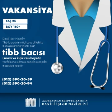 Tibb bacısı (sıravi və kiçik rəis heyəti) vəzifələrinə xidmətə qəbulla əlaqədar müsabiqə