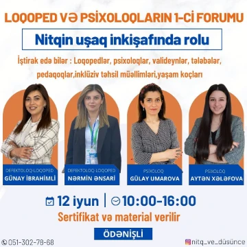 Loqoped və Psixoloqların 1-ci forumu keçiriləcək - SİYAHI