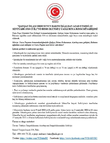 Qafqaz İslam Ordusunun Bakının işğaldan azad edilməsinə həsr olunmuş yağlı boya rəsm müsabiqəsi