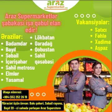 "Araz Market"-lər şəbəkəsi işçi qəbulu elan edir