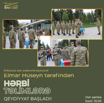 Bakı Gənclər Mərkəzində “Hərbi təlimlər” üçün hazırlığa qeydiyyat başlayıb