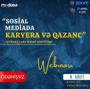 " Sosial Mediada Karyera və Qazanc " mövzusunda ilk ödənişsiz vebinar