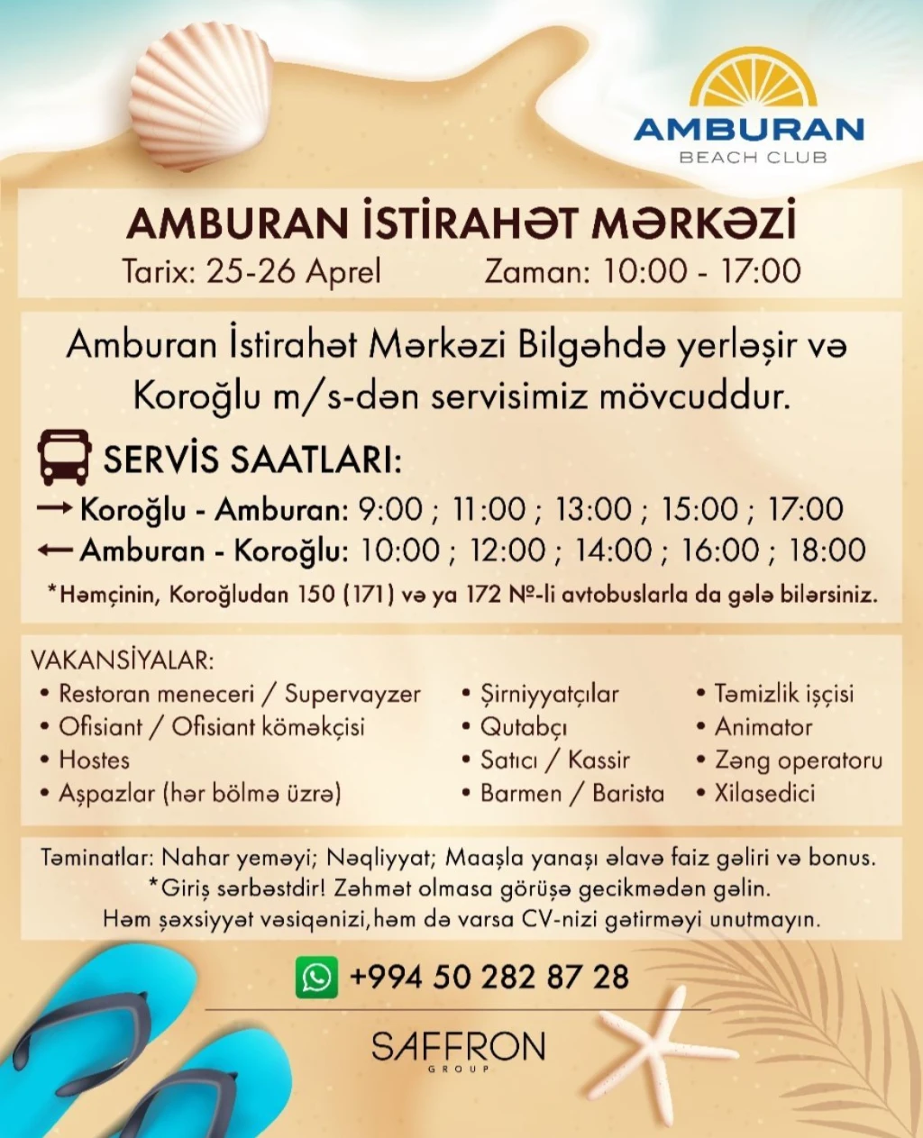 Amburan Beach Club yay mövsümü üçün vakansiyalar aktiv edir