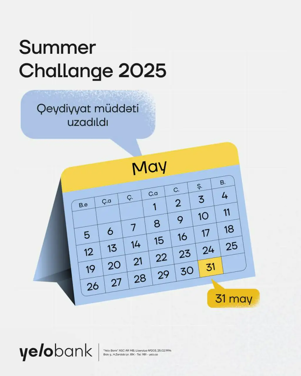 Yelo Summer Challenge 2025 - yay təcrübə proqramı
