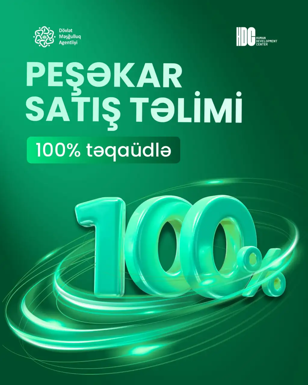 HDC şirkəti və Dövlət Məşğulluq Agentliyi (DMA) ilə birgə təşkil olunan 100% təqaüdlü Peşəkar Satış Təlimi proqramına sən də qoşul!