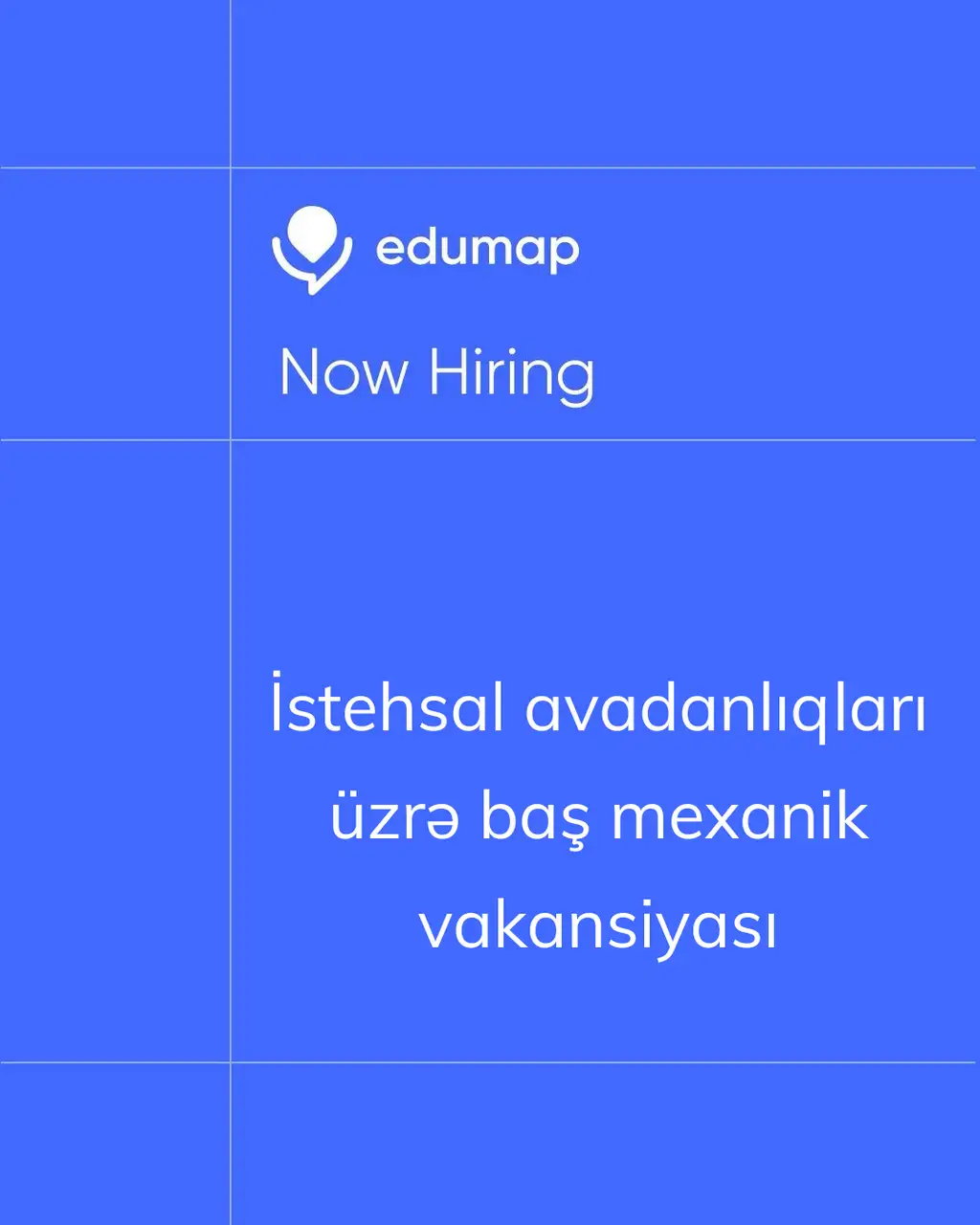 İstehsal avadanlıqları üzrə baş mexanik vakansiyası