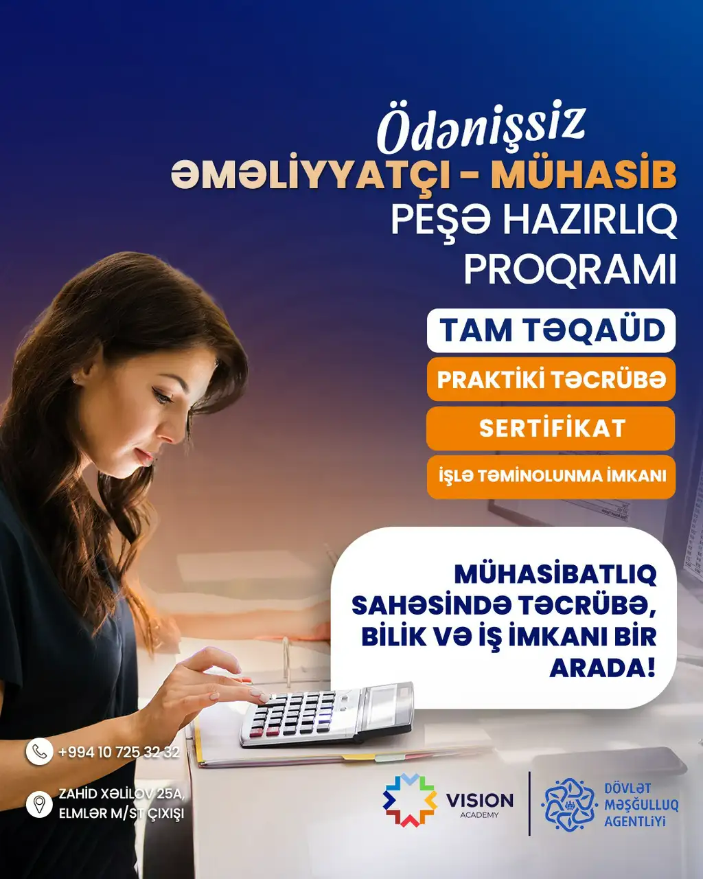 Mühasib üzrə Təqaüdlü və Ödənişsiz Təlim Təcrübə Proqramı