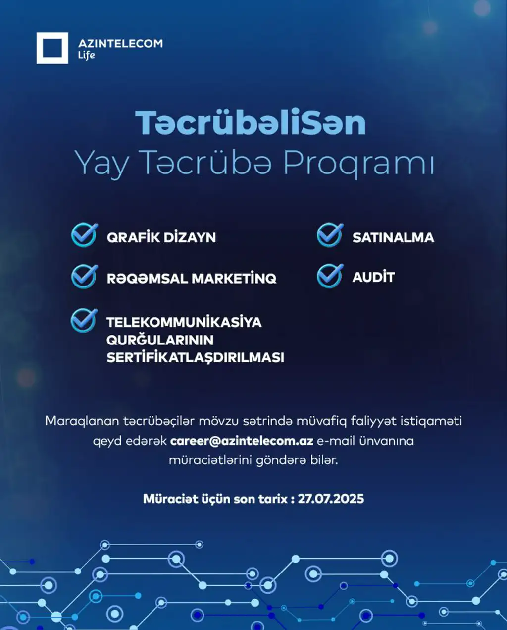 “TəcrübəliSən” yay təcrübə proqramına yeni ixtisaslar əlavə olundu!