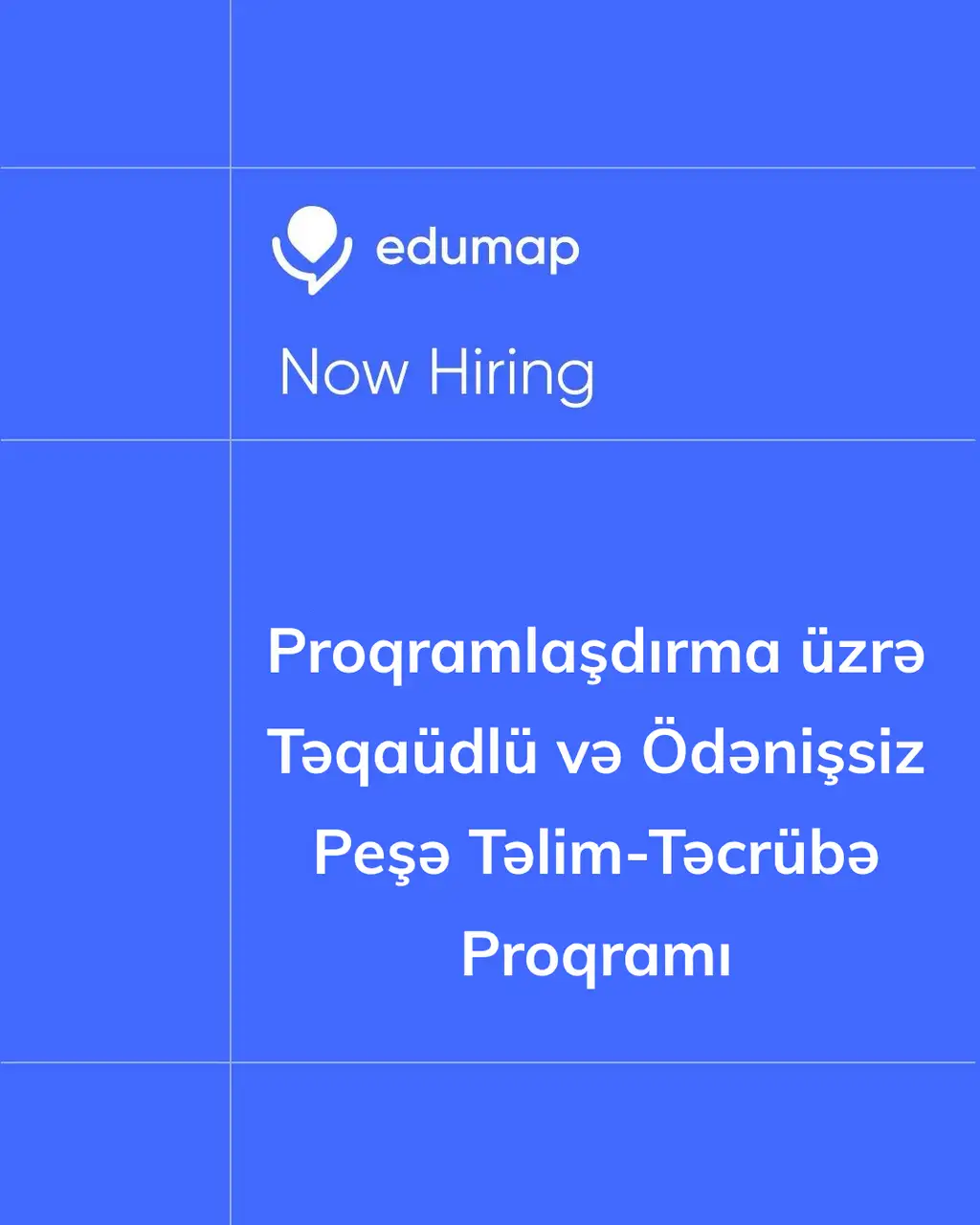 Proqramlaşdırma üzrə Təqaüdlü və Ödənişsiz  Peşə Təlim-Təcrübə Proqramı