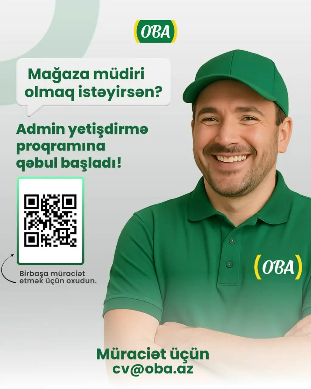 "OBA Marketlər Şəbəkəsi" ndə Admin Yetişdirmə Proqramına qəbul başladı!