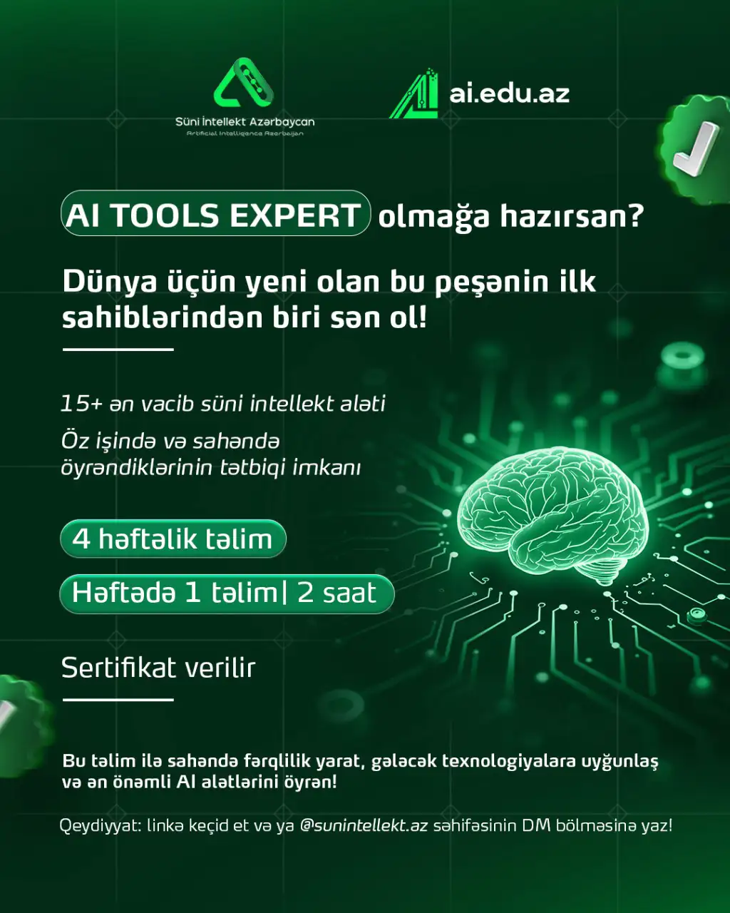 Süni intellekt alətləri üzrə mütəxəssis proqramı