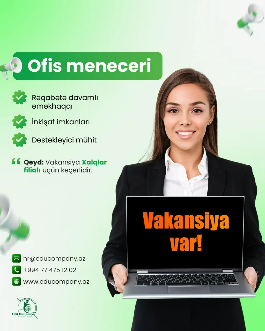 "EDU Company Təhsil Şirkətində ofis meneceri vakansiyası aktivdir.
